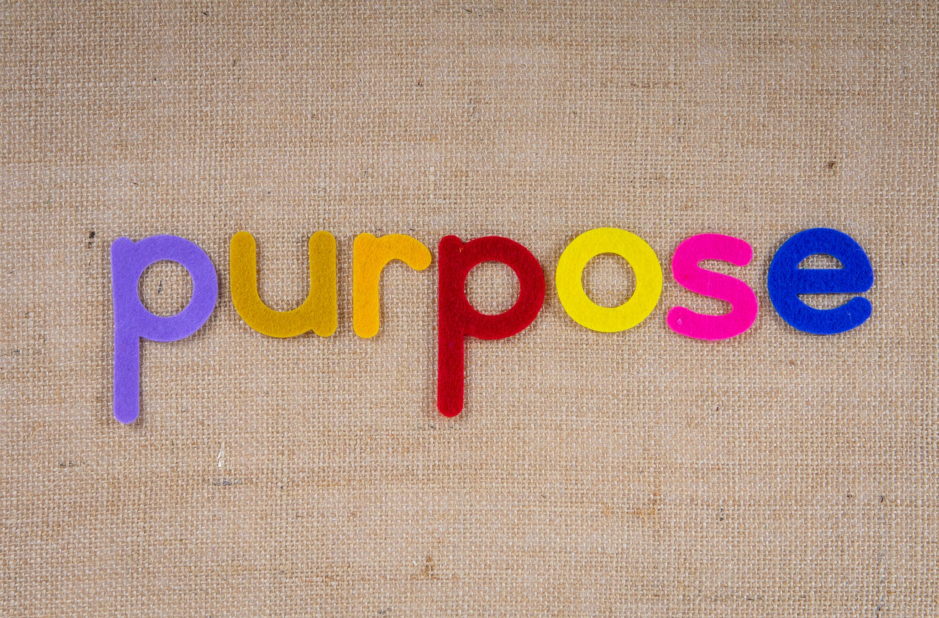 colorful cutouts of the word purpose